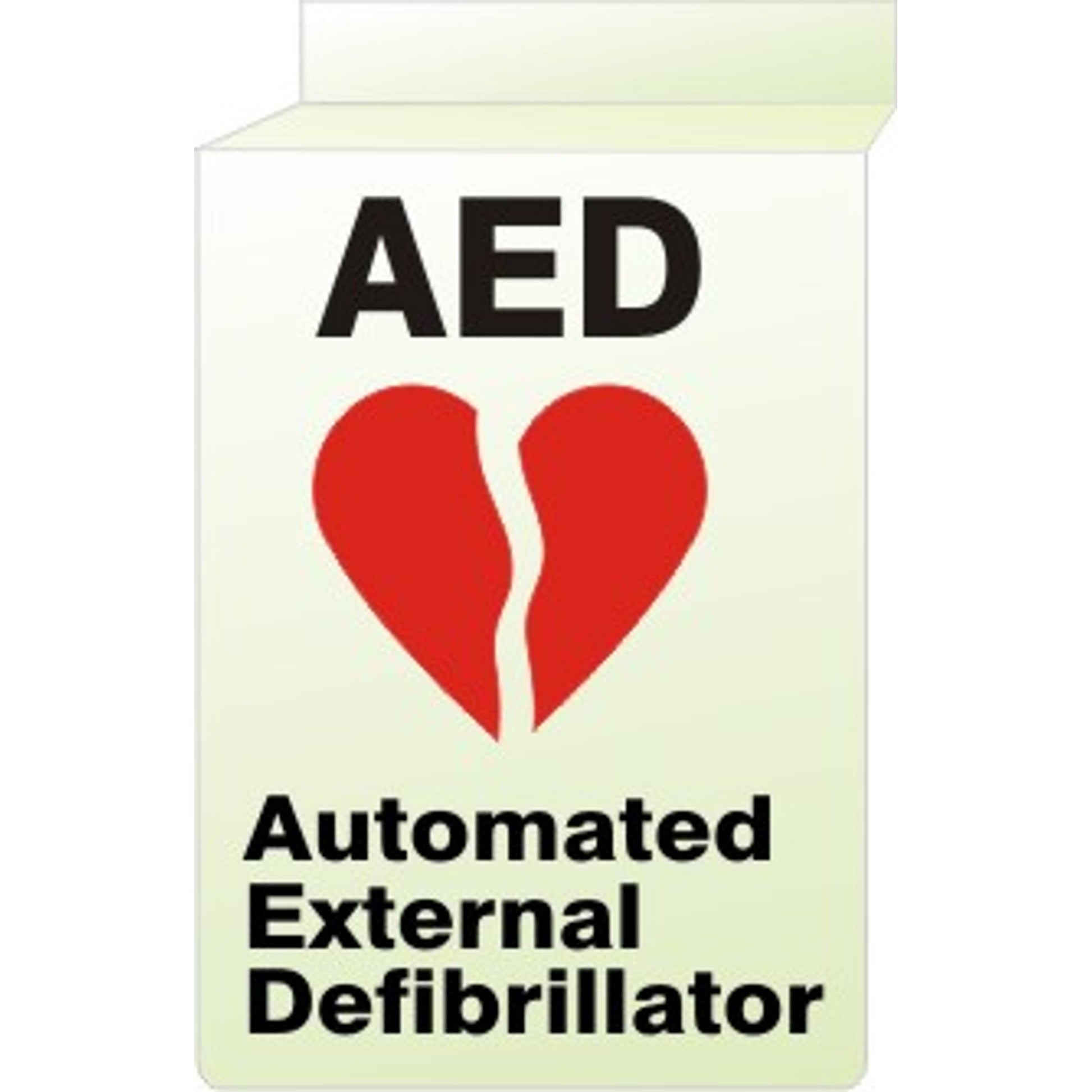 AED RED HEART WITH  FLASH - CEILING SIGN - AED RED HEART WITH  FLASH - CEILING SIGN, 14x10, Aluminum Glow