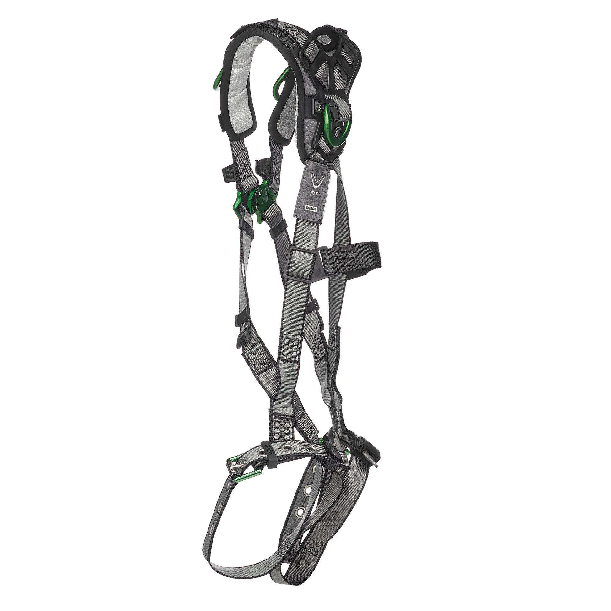 MSA V-FIT Harness w/Back & Shoulder D-Rings - Tongue Buckle Leg Straps - Shoulder Padding - Extra Small - 10194936