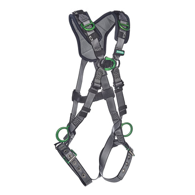 MSA V-FIT Harness w/Back, Front, Side & Shoulder D-Rings - Tongue Buckle Leg Straps - Shoulder Padding - Super Extra Large - 10194907