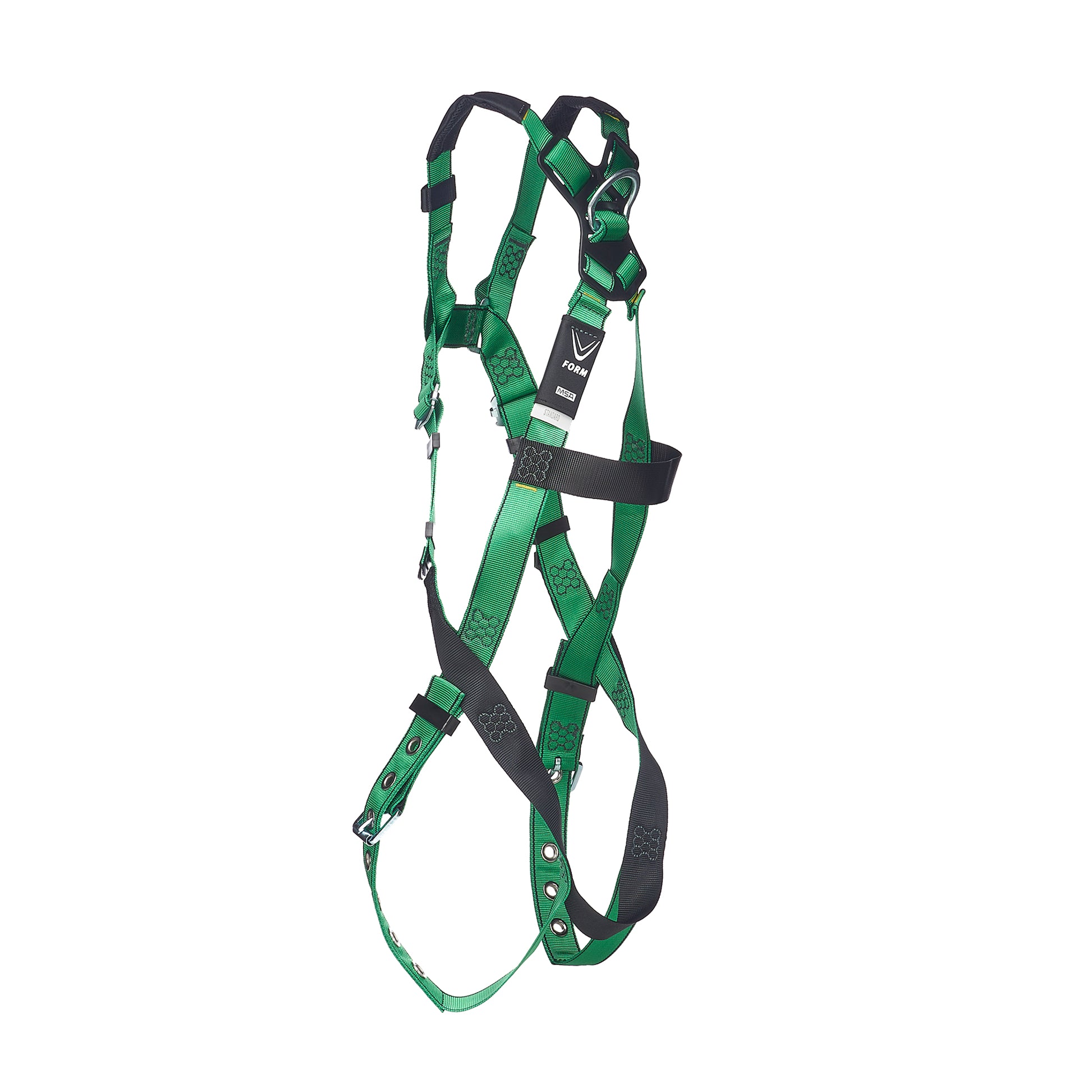 MSA V-FORM Harness w/Back D-Ring - Tongue Buckle Leg Straps Quick Connect Chest Buckle - Super Extra Large - 10206060