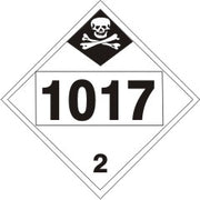 1017 CHLORINE INHALATION HAZARD - CLASS 2 DOT PLACARD - 1017 CHLORINE INHALATION HAZARD - CLASS 2 DOT PLACARD, 10.75, Magnetic