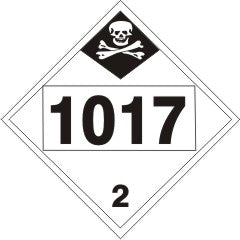 1017 CHLORINE INHALATION HAZARD - CLASS 2 DOT PLACARD
