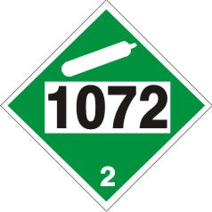 1072 OXYGEN COMPRESSED NON-FLAMMABLE GAS - CLASS 2 DOT PLACARD