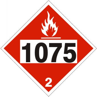 1075 BUTANE LPG LIQUIFIED PETROLEUM GAS PROPANE - CLASS 2 DOT PLACARD