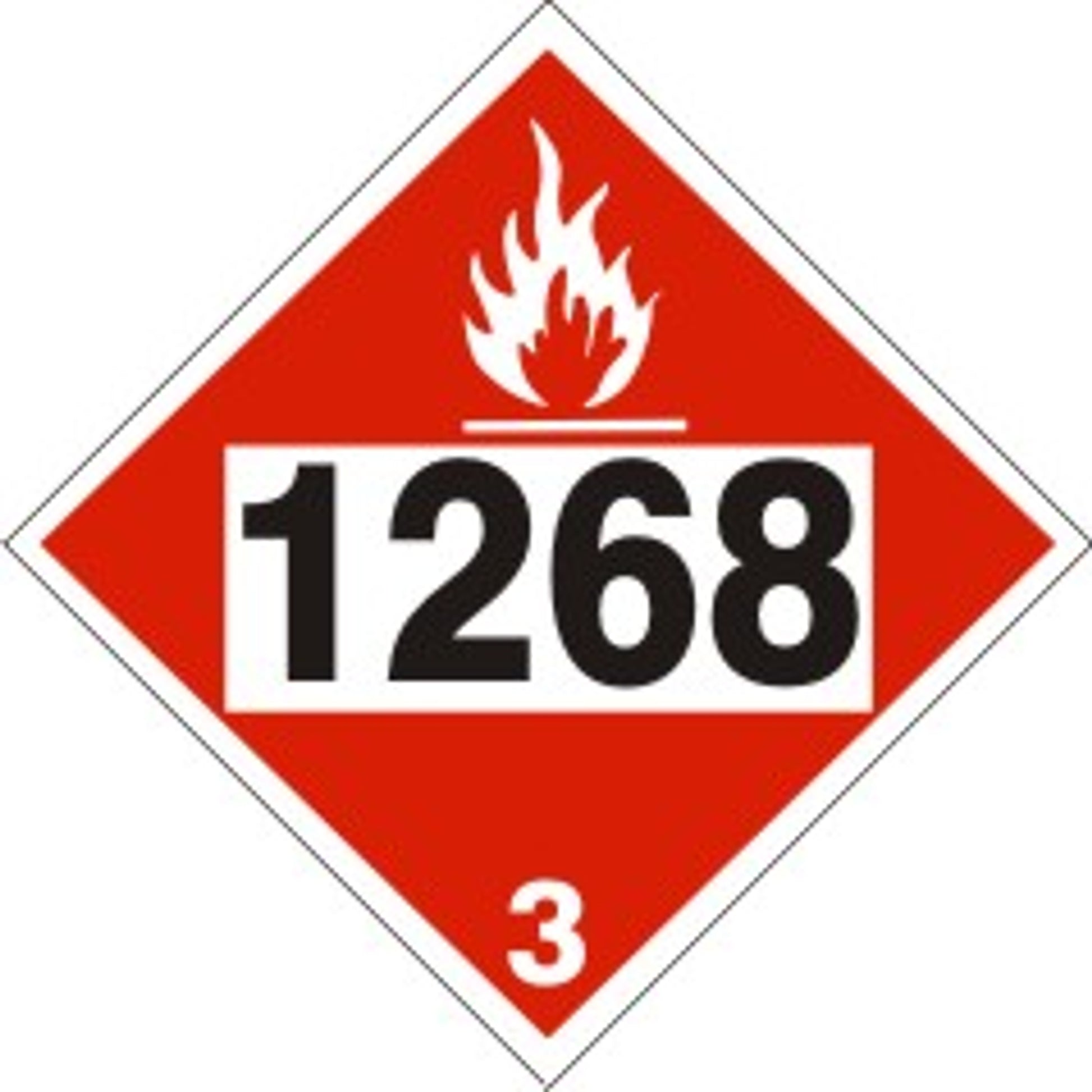 1268 PETROLEUM DISTILLATES n.o.s. - CLASS 3 PLACARD - 1268 PETROLEUM DISTILLATES n.o.s. - CLASS 3 PLACARD, 10.75, Magnetic