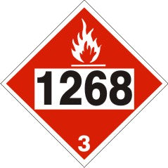 1268 PETROLEUM DISTILLATES n.o.s. - CLASS 3 PLACARD