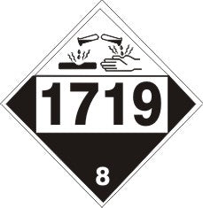 1719 CAUSTIC ALKALI LIQUIDS, N.O.S. - CLASS 8 PLACARD