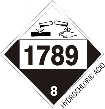 1789 HYDROCHLORIC ACID - CLASS 8 PLACARD