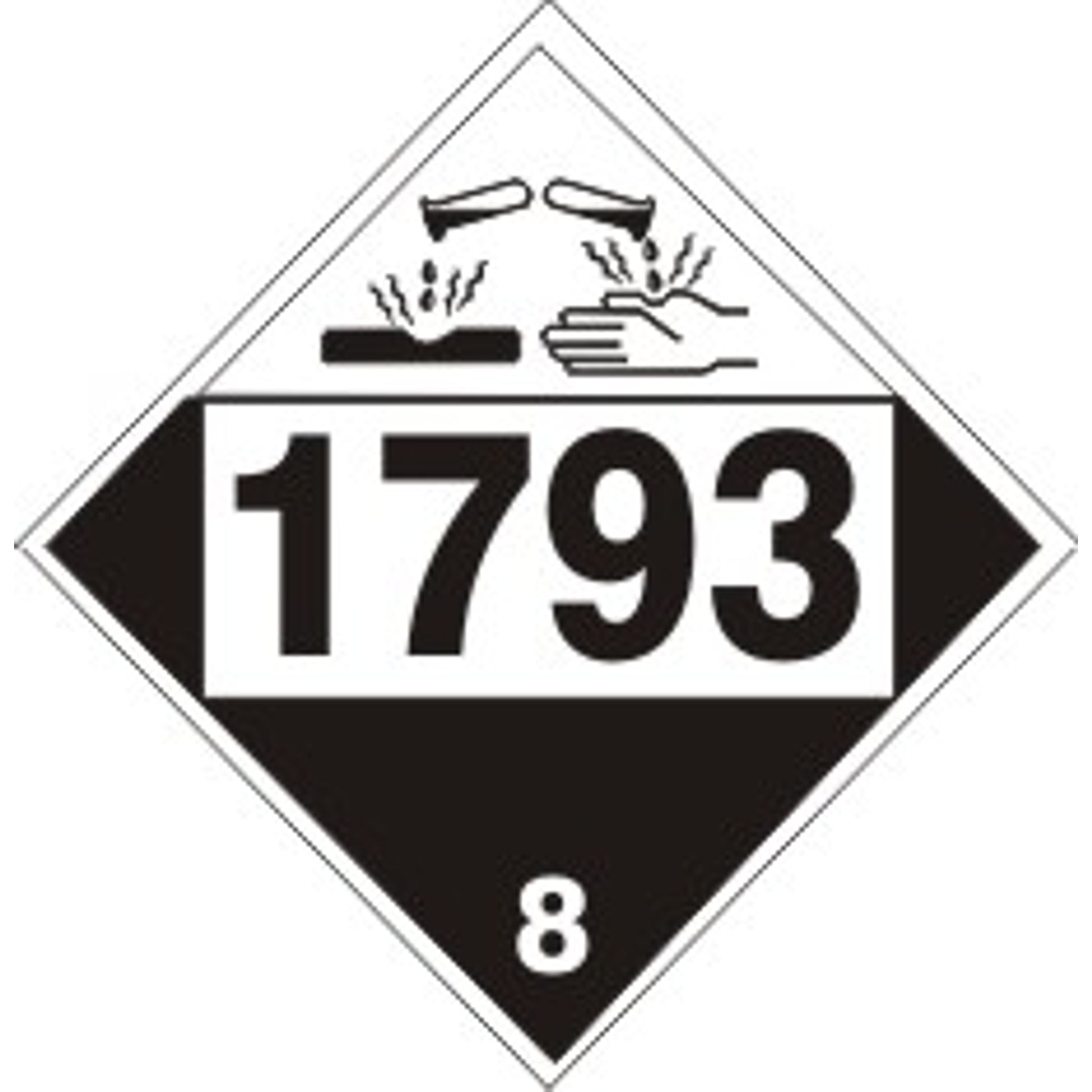 1793 ISOPROPYL ACID PHOSPHATE - CLASS 8 PLACARD - 1793 ISOPROPYL ACID PHOSPHATE - CLASS 8 PLACARD, 10.75, Magnetic