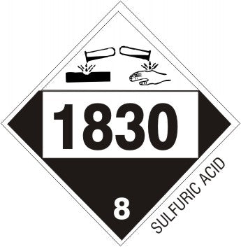 1830 SULFURIC ACID - CLASS 8 PLACARD