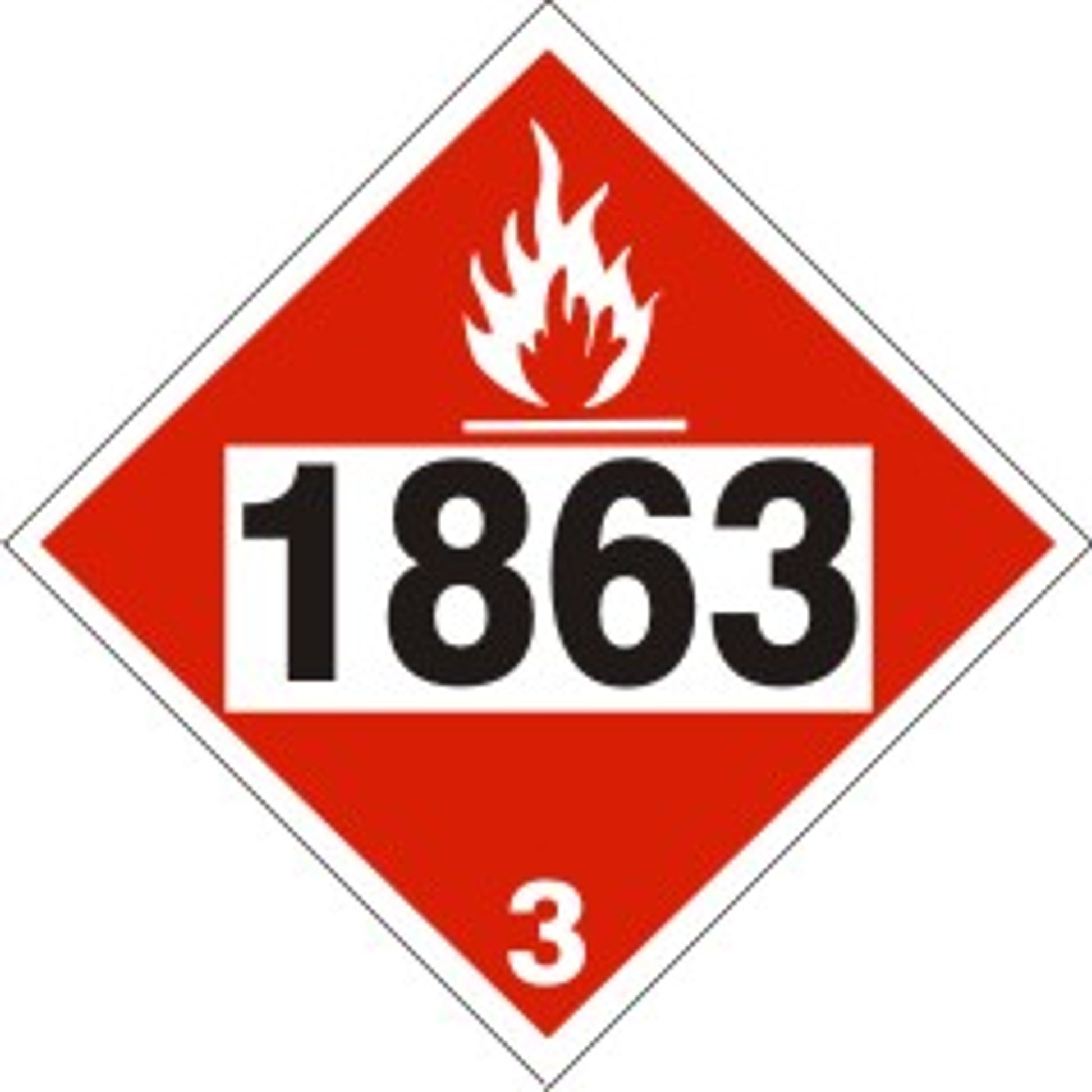 1863 FUEL, AVIATION, TURBINE, ENGINE - CLASS 3 PLACARD - 1863 FUEL, AVIATION, TURBINE, ENGINE - CLASS 3 PLACARD, 10.75, Rigid Vinyl