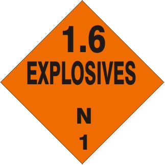 1.6 EXPLOSIVES N - CLASS 1 DOT PLACARD