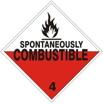 SPONTANEOUSLY COMBUSTIBLE FIRE PICTO - CLASS 4 PLACARD