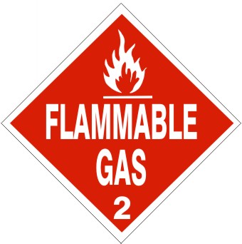 FLAMMABLE GAS - CLASS 2 DOT PLACARD