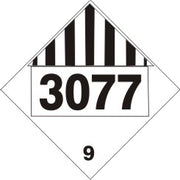 3077 ENVIRONMENTAL HAZARDOUS SUBSTANCES  SOLID - CLASS 9 PLACARD - 3077 ENVIRONMENTAL HAZARDOUS SUBSTANCES  SOLID - CLASS 9 PLACARD, 10.75, Magnetic