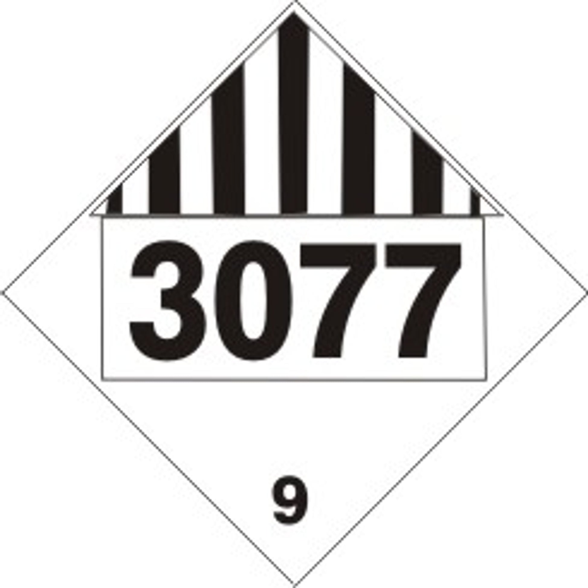 3077 ENVIRONMENTAL HAZARDOUS SUBSTANCES  SOLID - CLASS 9 PLACARD - 3077 ENVIRONMENTAL HAZARDOUS SUBSTANCES  SOLID - CLASS 9 PLACARD, 10.75, Magnetic