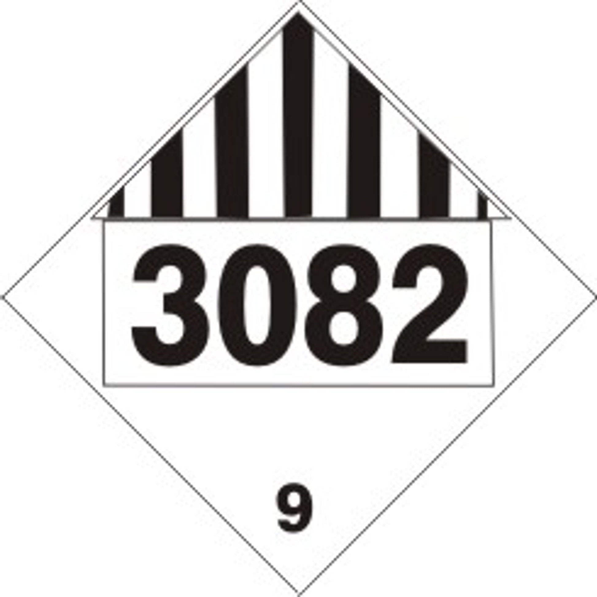 3082 ENVIRONMENTAL HAZARDOUS SUBSTANCES  SOLID - CLASS 9 PLACARD - 3082 ENVIRONMENTAL HAZARDOUS SUBSTANCES  SOLID - CLASS 9 PLACARD, 10.75, Magnetic