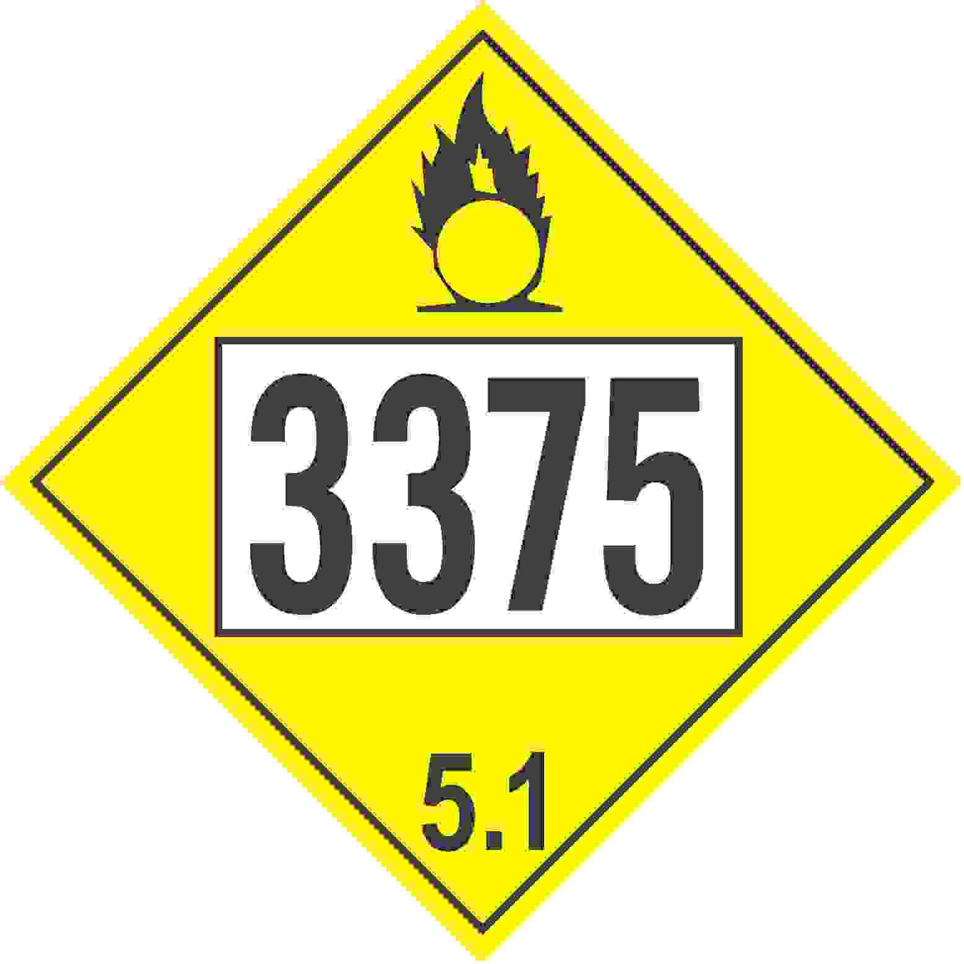 3375 AMMONIUM NITRATE - CLASS 5 PLACARD - 3375 AMMONIUM NITRATE - CLASS 5 PLACARD, 10.75, Magnetic