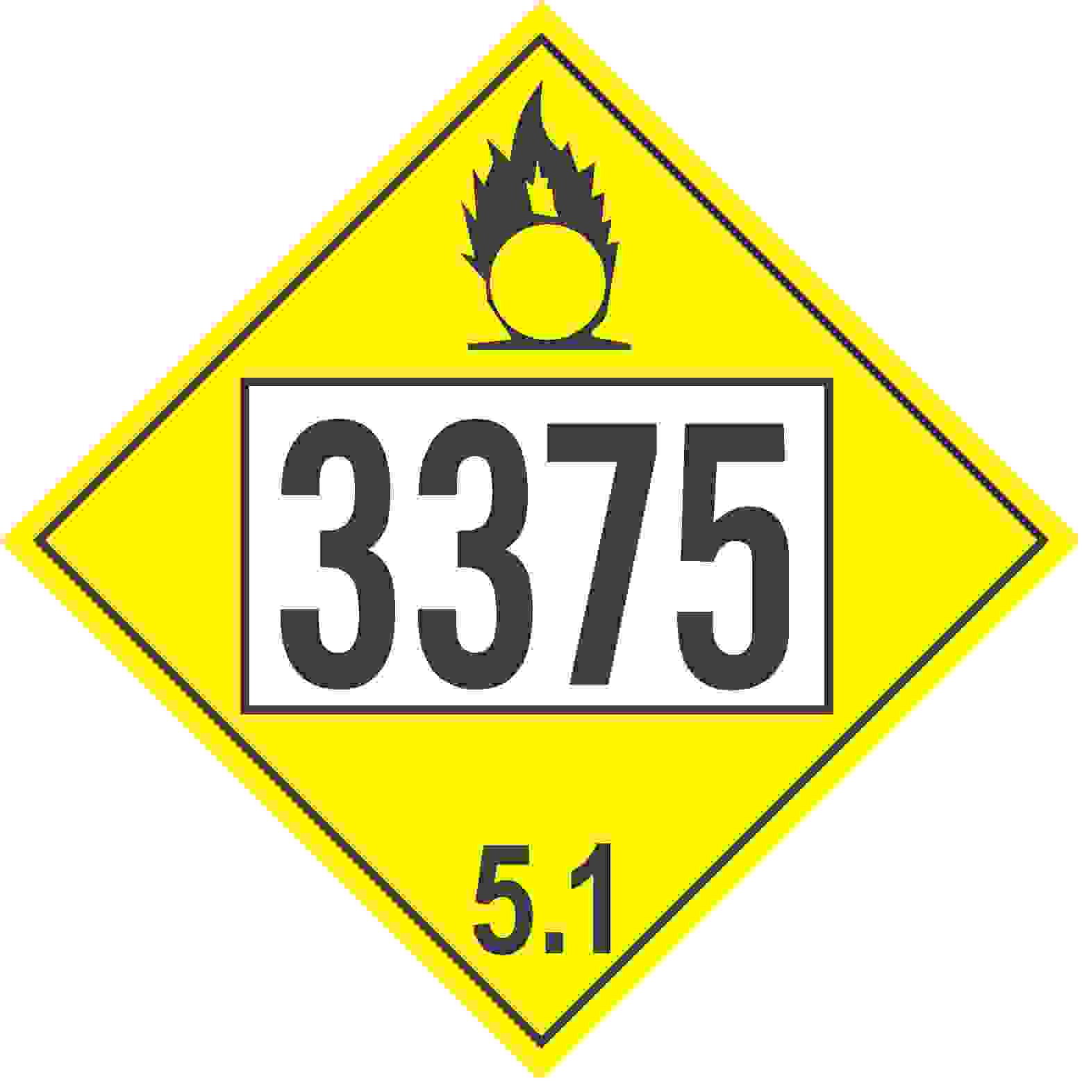 3375 AMMONIUM NITRATE - CLASS 5 PLACARD - 3375 AMMONIUM NITRATE - CLASS 5 PLACARD, 10.75, Magnetic
