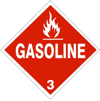GASOLINE WITH FLAME PICTO - CLASS 3 PLACARD