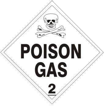 POISON GAS WITH POISON PICTO - CLASS 2 DOT PLACARD