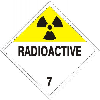 RADIOACTIVE WITH RAD SYMBOL - CLASS 7 PLACARD