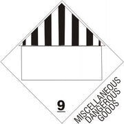 MISCELLANEOUS DANGEROUS GOODS BLANK - CLASS 9 PLACARD - MISCELLANEOUS DANGEROUS GOODS BLANK - CLASS 9 PLACARD, 10.75, Magnetic