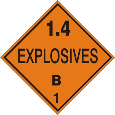 1.4 EXPLOSIVES B - CLASS 1 DOT PLACARD