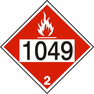 1049 HYDROGEN COMPRESSED FLAMMABLE GAS HAZARD - CLASS 2 DOT PLACARD