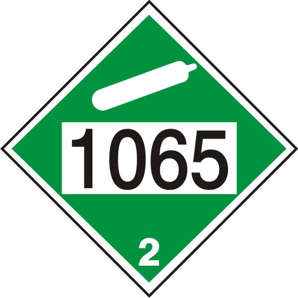1065 NEON COMPRESSED NON-FLAMMABLE GAS  HAZARD - CLASS 2 DOT PLACARD - 1065 NEON COMPRESSED NON-FLAMMABLE GAS  HAZARD - CLASS 2 DOT PLACARD, 10.75, Magnetic