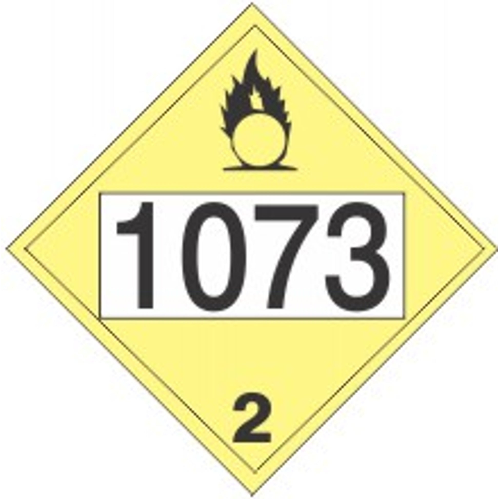 1073 REFRIGERATED LIQUID OXYGEN - CLASS 2 DOT PLACARD - 1073 REFRIGERATED LIQUID OXYGEN - CLASS 2 DOT PLACARD, 10.75, Magnetic
