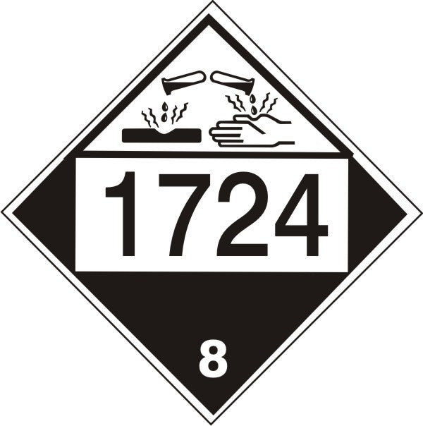 1724 ALLYLTRICHLOROSILANE - CLASS 8 PLACARD - 1724 ALLYLTRICHLOROSILANE - CLASS 8 PLACARD, 10.75, Magnetic