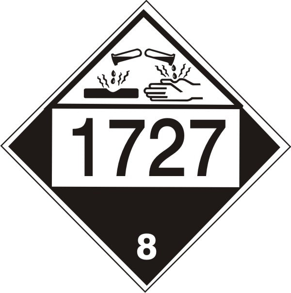1727 AMMONIUM HYDROGEN FLUORIDE - CLASS 8 PLACARD - 1727 AMMONIUM HYDROGEN FLUORIDE - CLASS 8 PLACARD, 10.75, Magnetic