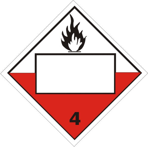 FLAME PICTO BLANK - CLASS 4 PLACARD - FLAME PICTO BLANK - CLASS 4 PLACARD, 10.75, Magnetic