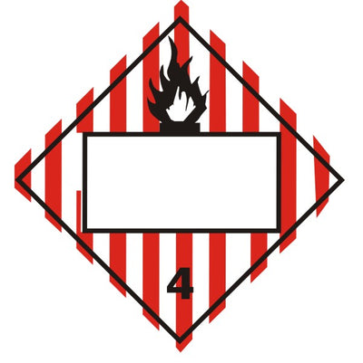 FLAME PICTO WITH STRIPE BACKGROUND BLANK - CLASS 4 PLACARD