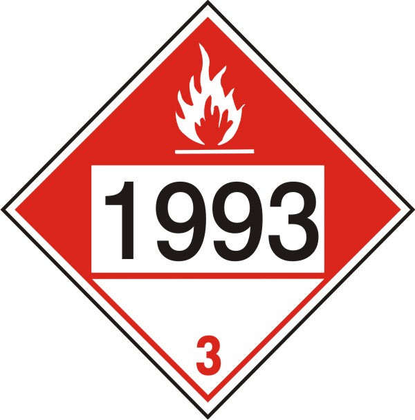 1993 COMBUSTIBLE LIQUID WITH WHITE TRIANGLE - CLASS 3 PLACARD - 1993 COMBUSTIBLE LIQUID WITH WHITE TRIANGLE - CLASS 3 PLACARD, 10.75, Magnetic