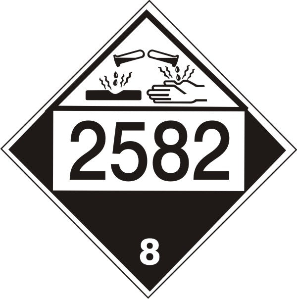 2582 FERRIC CHLORIDE SOLUTION  - CLASS 8 PLACARD - 2582 FERRIC CHLORIDE SOLUTION  - CLASS 8 PLACARD, 10.75, Magnetic