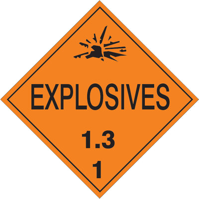 EXPLOSIVES 1.3 - CLASS 1 DOT PLACARD