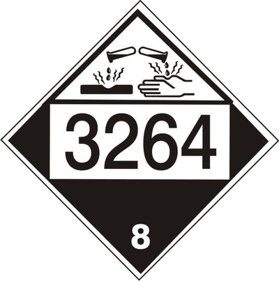 3264 CORROSIVE LIQUID, ACIDIC, INORGANIC - CLASS 8 PLACARD