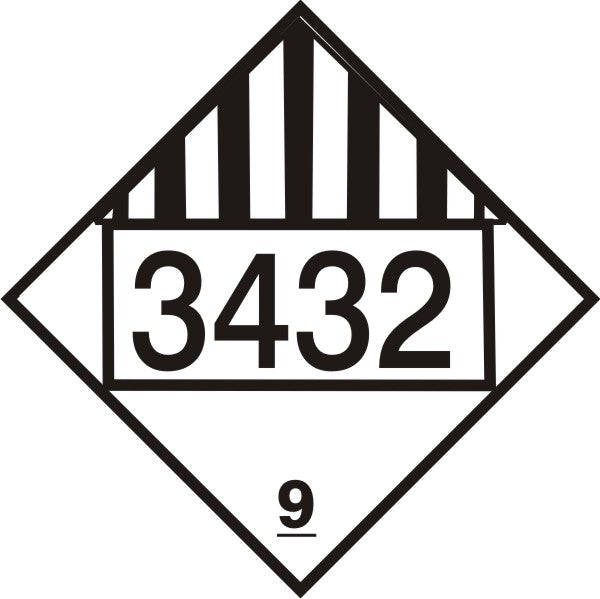 3432 POLYCHLORINATED BIPHENYLS - CLASS 9 PLACARD - 3432 POLYCHLORINATED BIPHENYLS - CLASS 9 PLACARD, 10.75, Magnetic