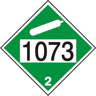 1073 OXYGEN REFRIGERATED CRYOGENIC LIQUID - CLASS 2 DOT PLACARD
