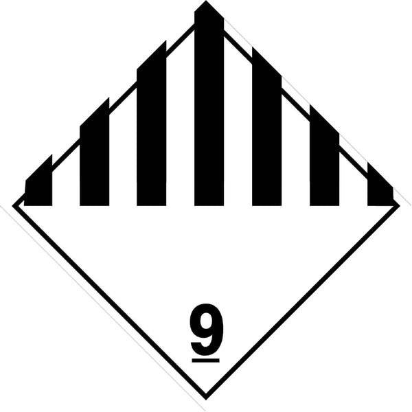MISCELLANEOUS DANGEROUS GOODS BLACK STRIPED - CLASS 9 PLACARD