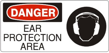 EAR PROTECTION AREA WITH EAR PROTECTION PICTO - DANGER SIGN