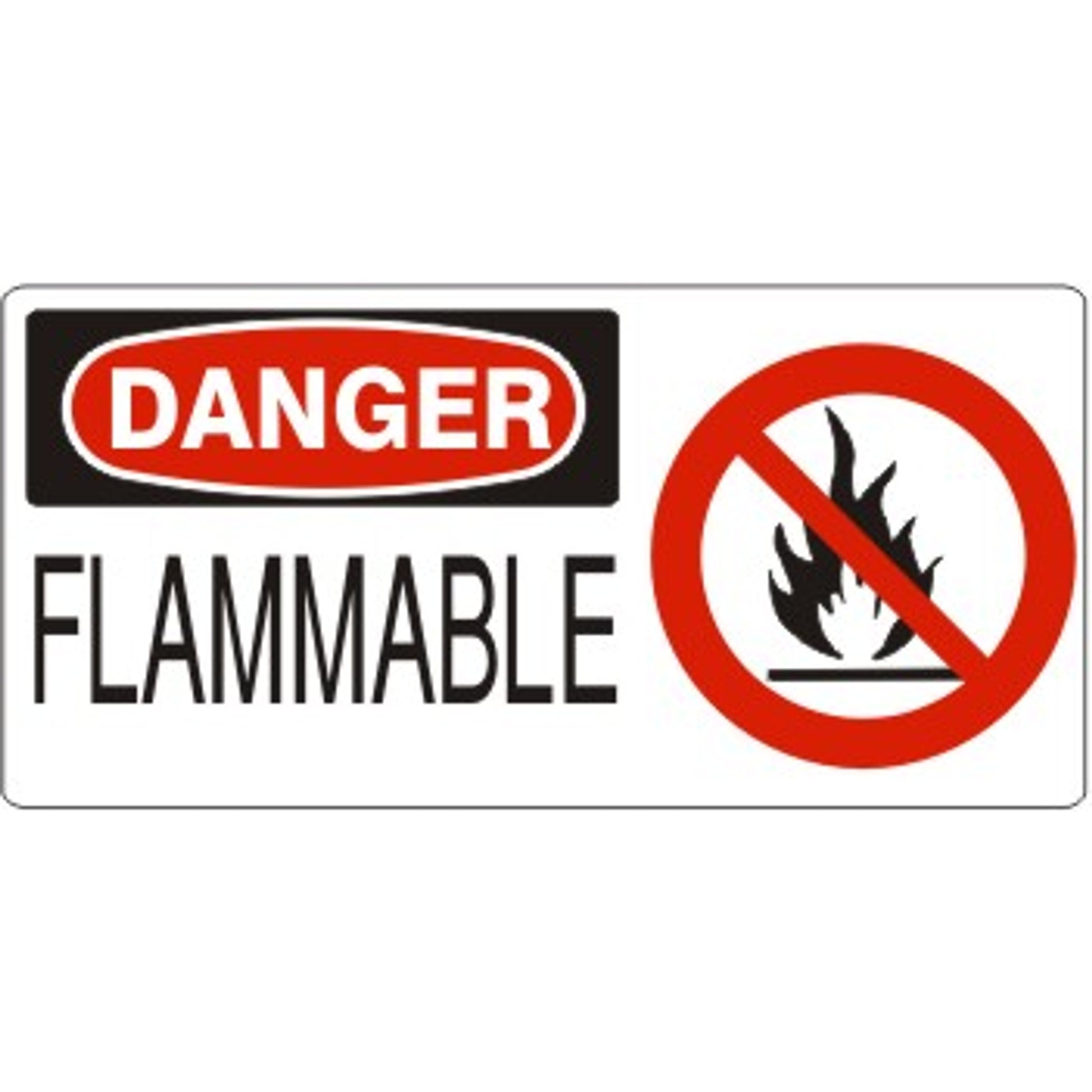 FLAMMABLE WITH  FLAME PICTO - DANGER SIGN - FLAMMABLE WITH  FLAME PICTO - DANGER SIGN, 7X17, Adhesive Vinyl