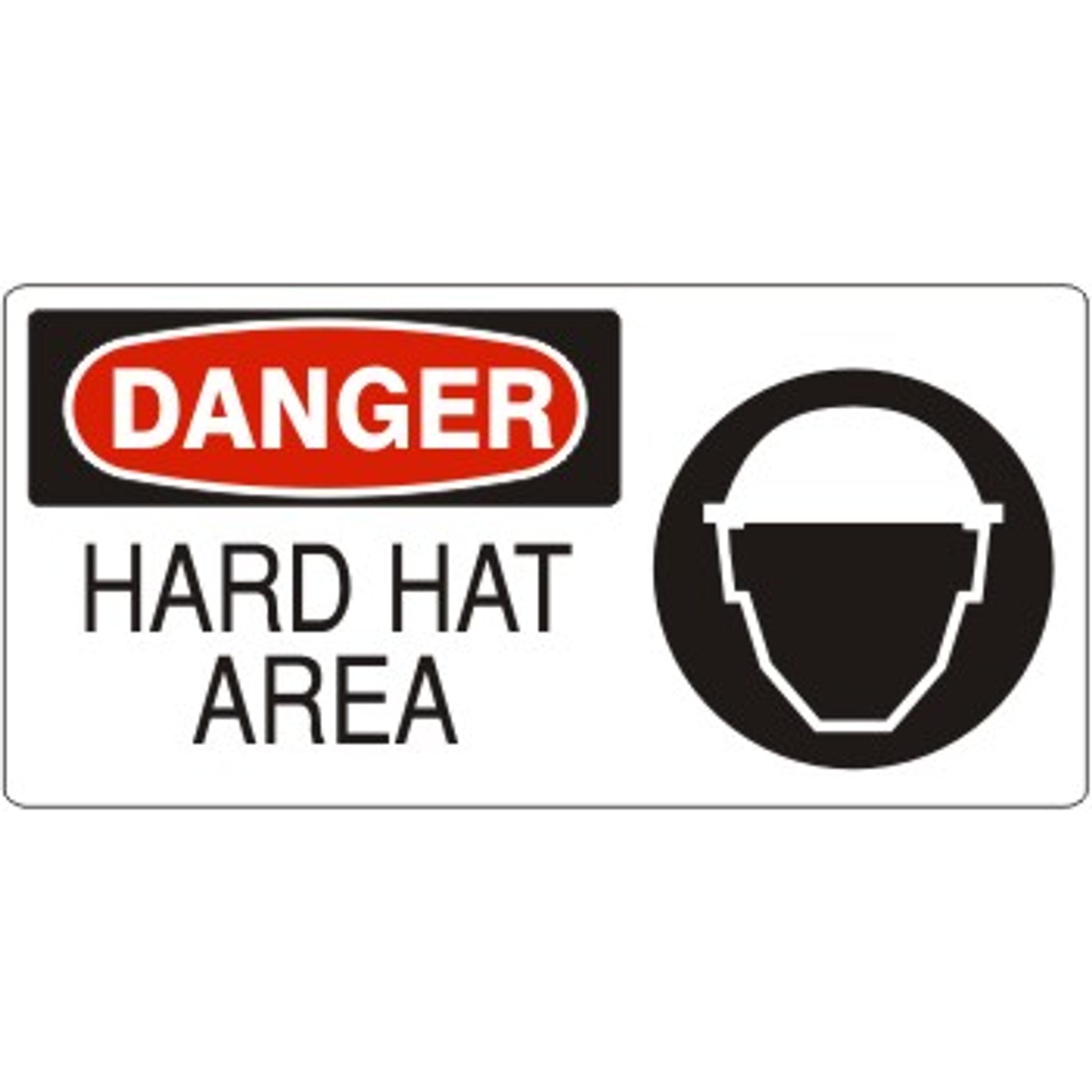 HARD HAT AREA WITH HARD HAT PICTO - DANGER SIGN - HARD HAT AREA WITH HARD HAT PICTO - DANGER SIGN, 7X17, Adhesive Vinyl