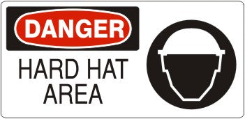 HARD HAT AREA WITH HARD HAT PICTO - DANGER SIGN