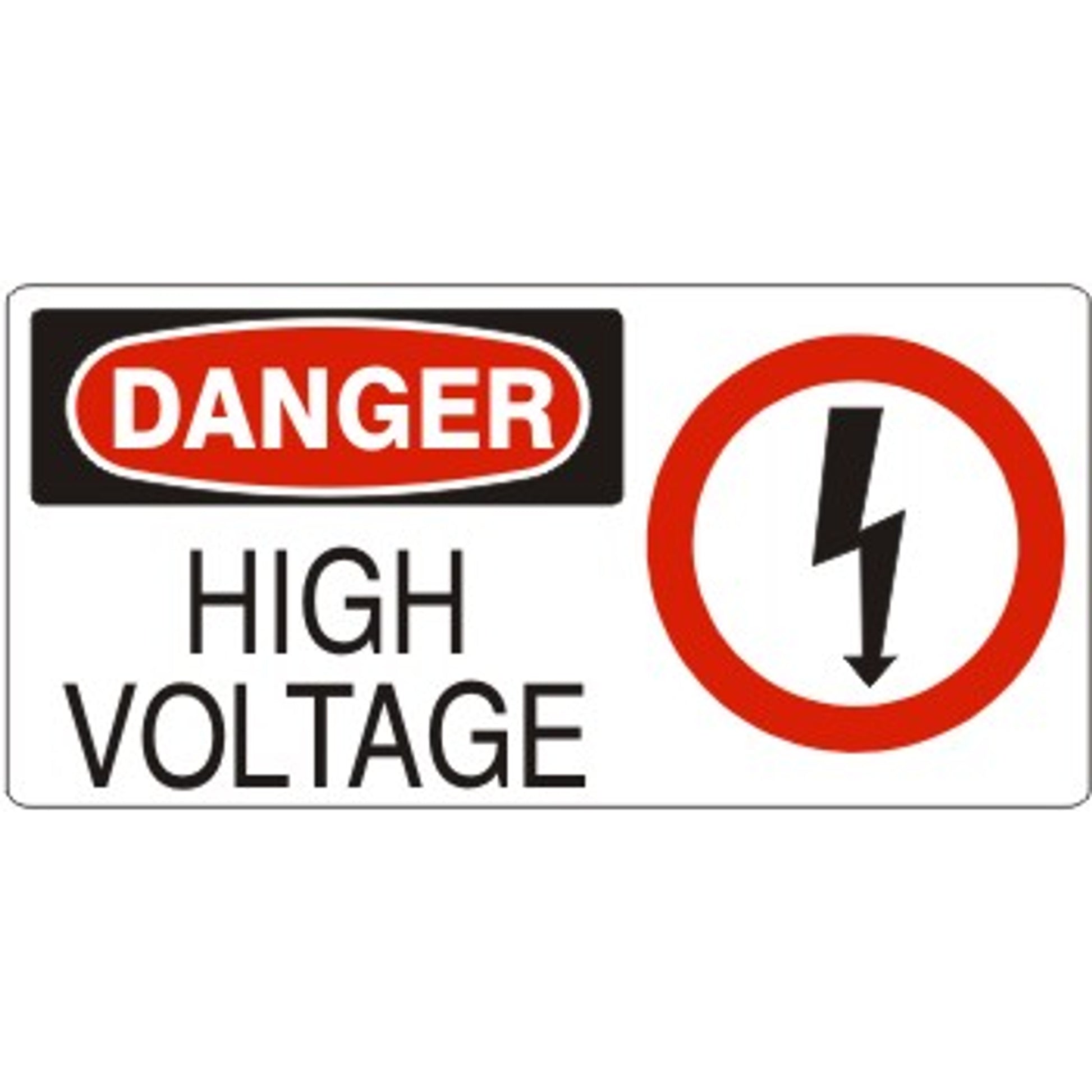 HIGH VOLTAGE WITH SYMBOL - DANGER SIGN - HIGH VOLTAGE WITH SYMBOL - DANGER SIGN, 7X17, Adhesive Vinyl