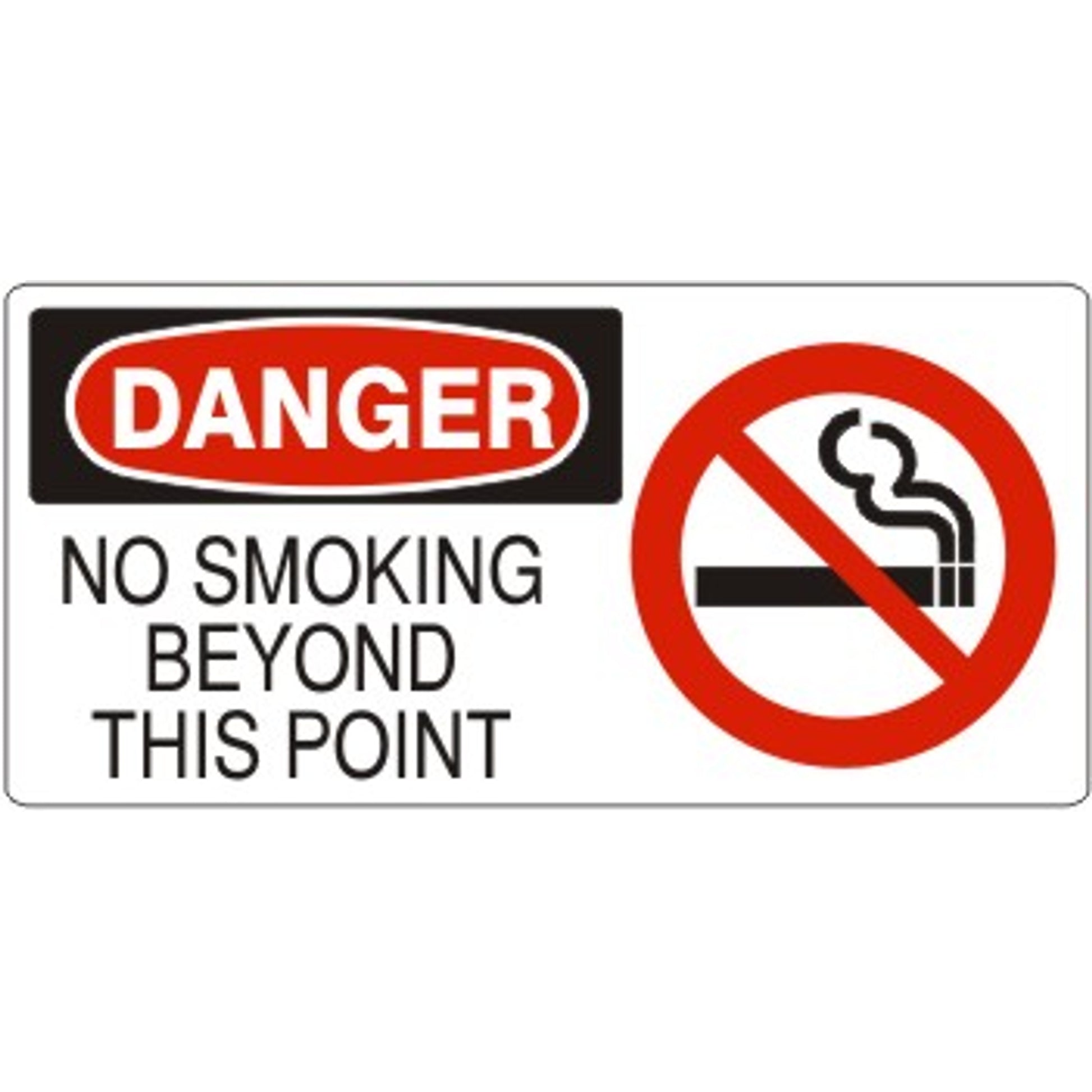 NO SMOKING BEYOND THIS POINT WITH SMOKING PICTO - DANGER SIGN - NO SMOKING BEYOND THIS POINT WITH SMOKING PICTO - DANGER SIGN, 7X17, Adhesive Vinyl