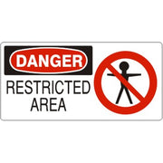RESTRICTED AREA WITH PERSON PICTO - DANGER SIGN - RESTRICTED AREA WITH PERSON PICTO - DANGER SIGN, 7X17, Adhesive Vinyl