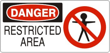 RESTRICTED AREA WITH PERSON PICTO - DANGER SIGN